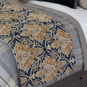 Eastern Accents Arthur Ochre Bed Scarf for KING Bed Blue Gold